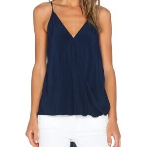 Fifteen Twenty Navy Blue Sleeveless Surplice High Low Top Women's Size Small